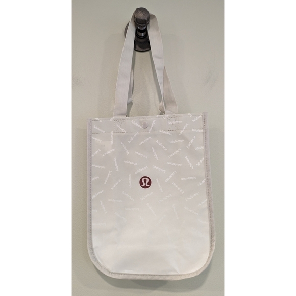 Lululemon Reusable White Tote Bag With Snap Top - Picture 1 of 7